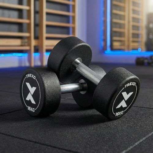 Дъмбел с гумено покритие XTREXO Pro 16 kg  black