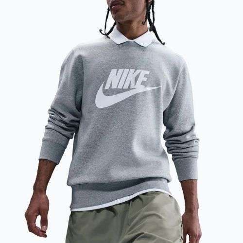 Мъжки суитшърт Nike Sportswear Club Graphic Fleece Crew dark grey heather/white