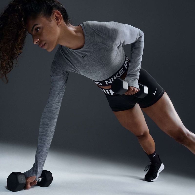 Дамски топ с дълъг ръкав за тренировка Nike Pro 365 Dri-Fit smoke grey/heather 5