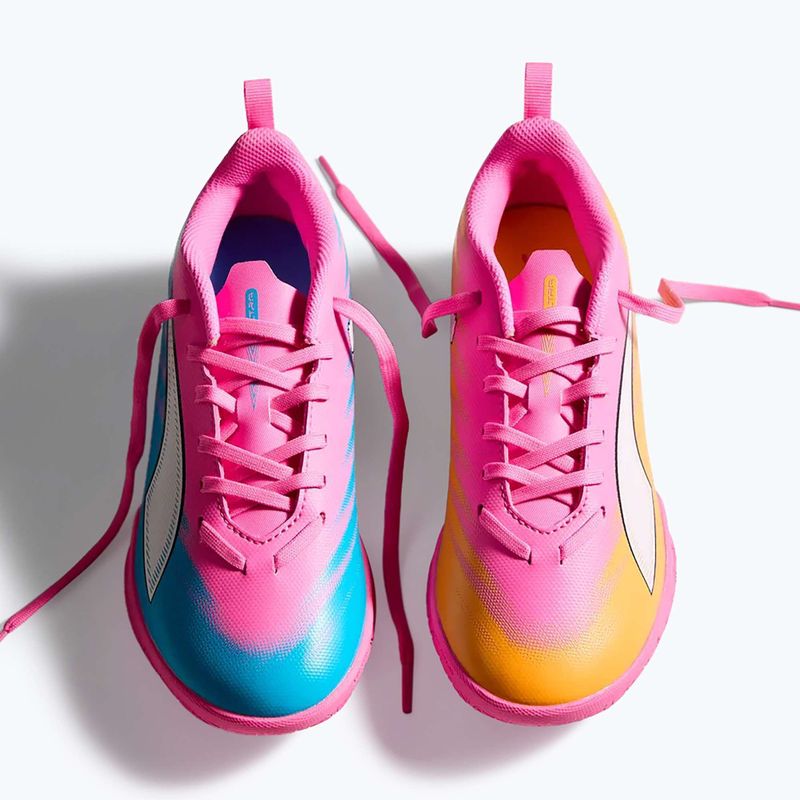 Детски футболни обувки PUMA Ultra 6 Play It Jr poison pink/puma wht/sun stream/bright aqua/puma blk 12