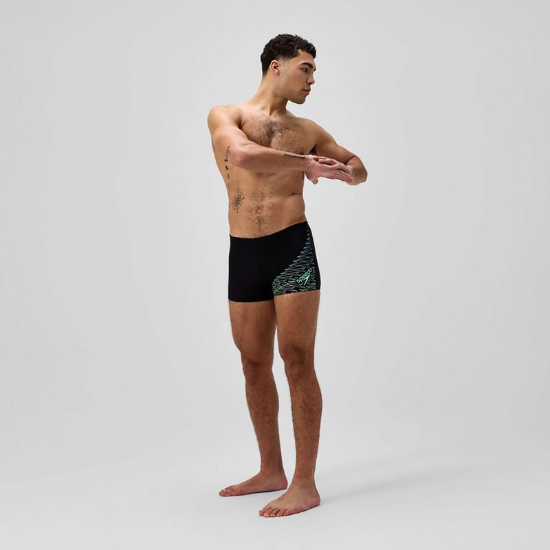 Мъжки боксерки за плуване Speedo Medley Logo Aquashort black/alfalfa green 2