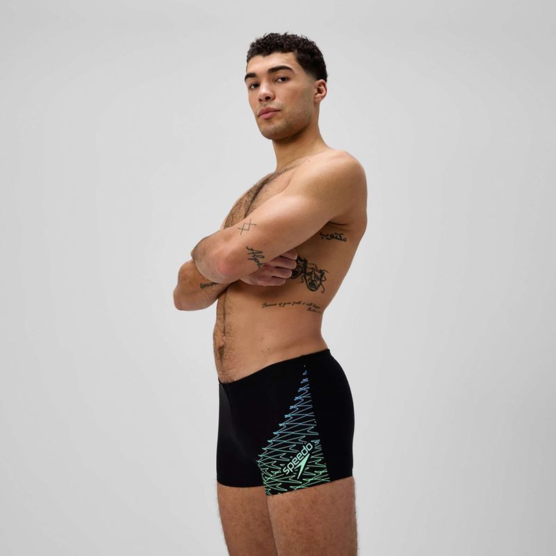 Мъжки боксерки за плуване Speedo Medley Logo Aquashort black/alfalfa green 4
