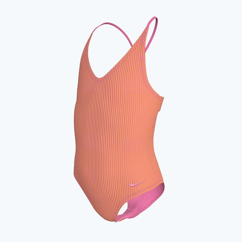 Детски цял бански костюм Nike Ocean Bound Ripple Texture Lace Up pink glow 2