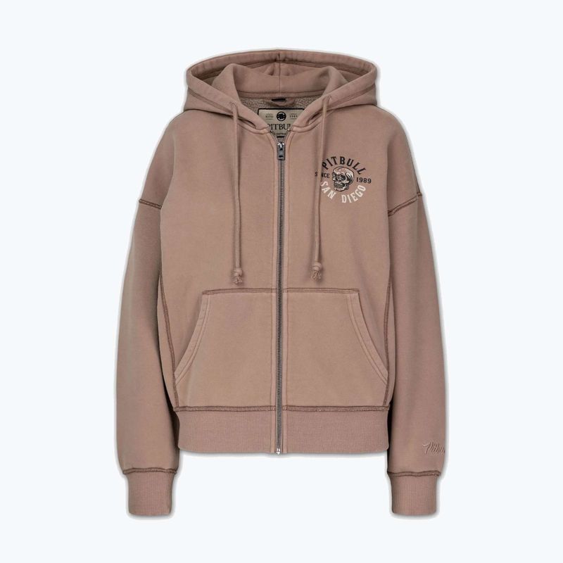 Дамски суитшърт Pitbull Skull Surf Hooded Zip chocolate mousse 7
