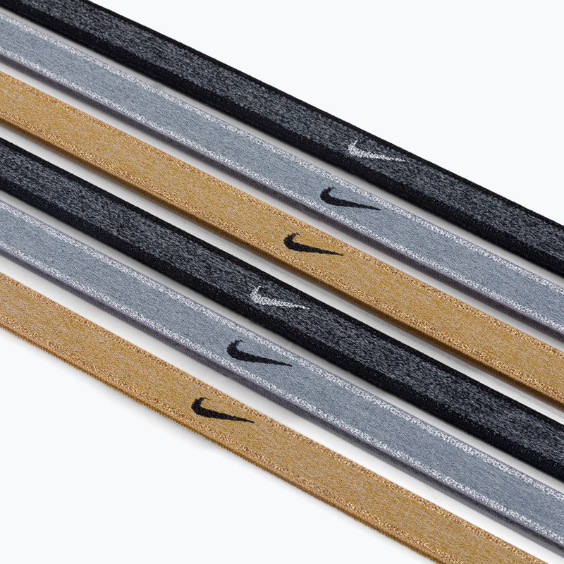 Nike Swoosh Sport Метални ленти за глава 6 бр. сиво-златисто N1002008-097 3