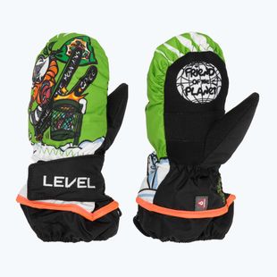 Детски скиорски ръкавици Level Animal lime